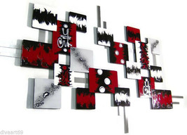 HUGE Red n black Square logic Contemporary Modern Wall Sculpture 80x50 Art69 - £642.96 GBP
