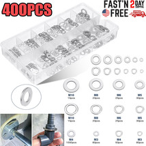 400 Pcs Split Lock And Flat Washer Assortment Set 304 Stainless Steel Si... - £15.68 GBP