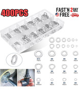 400 Pcs Split Lock And Flat Washer Assortment Set 304 Stainless Steel Si... - £15.68 GBP