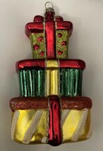 VTG Christopher Radko?Celebrations Stacked Presents Christmas Glass Orna... - $16.99