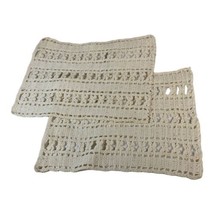 Vintage Lot 2 Hand crocheted placemats Cottagecore Victorian Off white D... - $28.04