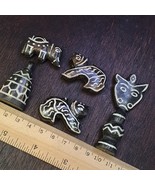 Lot 6 south Asian burmese old pyu pumtek petrified wood stone beads Pend... - $93.49