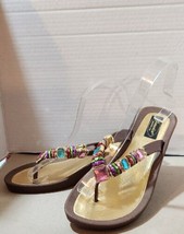 Grandco Women&#39;s Sandals Colorful Beaded Jeweled Slip-on Flip Flops Size ... - £19.71 GBP