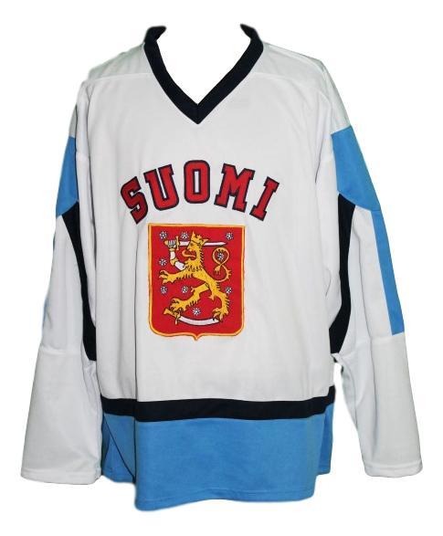 Custom team finland hockey jersey white   1