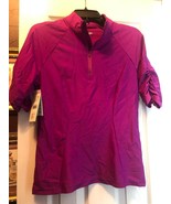 NWT TZU TZU SPORT MAGENTA Jaclyn Ruched Elbow Sleeve Mock Golf Shirt - L... - $919.95 MXN