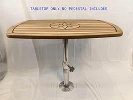 Barrel Folding Teak Table Top Star Inlay 300/610x940mm Marine Boat -TC642 - $725.00