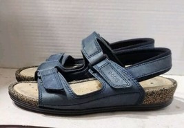 ECCO Dark Blue Leather Cork Shock Point Comfort Sandals Women’s Size 8.5... - £22.05 GBP