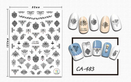 Nail art 3D stickers decal black butterfly patterns monogram CA483 - £2.55 GBP
