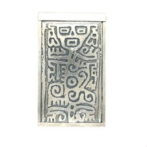 Vintage Signed Sterling Element By Max Carved Tribal Symbol Rectangular Pendant - £85.05 GBP