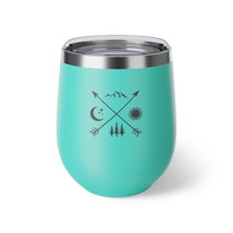 Personalized Copper Insulated Cup, 12oz, Rustic Outdoor Symbol Design, Black and - £26.85 GBP