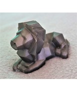 Black Geometric Lion, Handcrafted resin chiseled lion, minimalist accent - $14.00