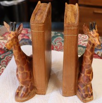 Vintage hand carved Giraffe bookends made in Kenya - $45.00