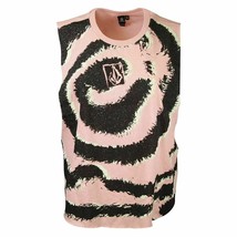 Volcom Women&#39;s Pink: Black Green Swirl Sleeveless Tank Top - $12.00