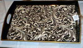 New Michel Design Works  Black Florentine Vanity Decoupage Wooden Tray 20&quot; - £34.05 GBP