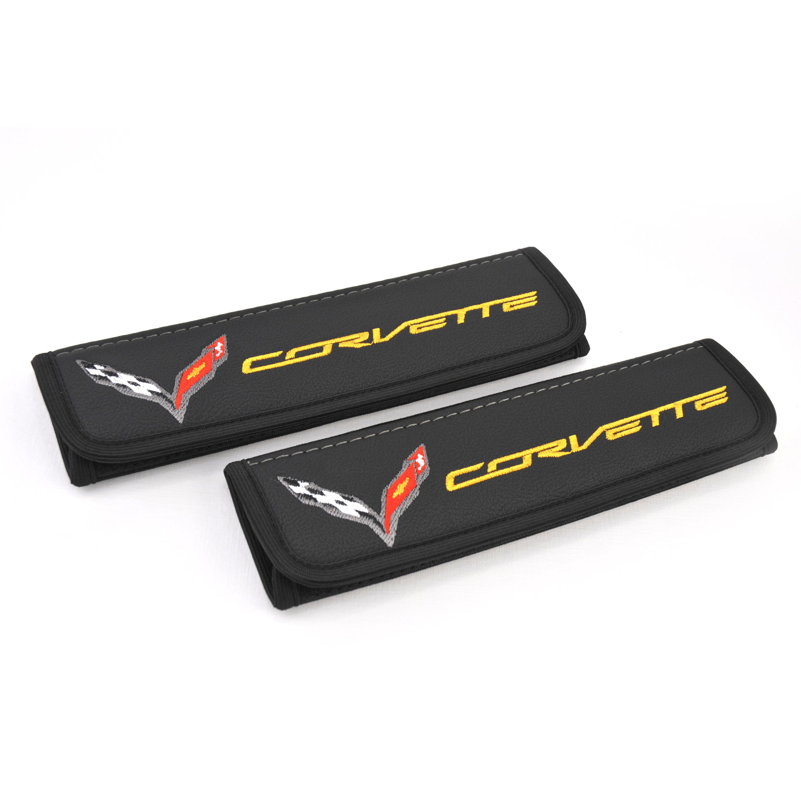 Corvette C7 seat belt covers Leather shoulder pads Accessories with emblem - $30.00