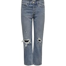 MSRP $69 Juniors Only Fine Hi Rise Straight Leg Crop Denim Blue Size 28/26 - $30.89