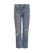 MSRP $69 Juniors Only Fine Hi Rise Straight Leg Crop Denim Blue Size 28/26 - €26,83 EUR