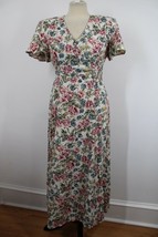 Vtg Only in LA 9/10 Floral Flutter Sleeve V-Neck Prairie Cottage Dress - £27.30 GBP