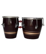 Professional Wooden Bongo Drum Handmade Musical Instruments Bango Set Brown - £34.10 GBP