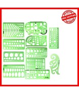 Complete 11-Piece Drawing Template Set with Durable Plastic Rulers for All - $21.77