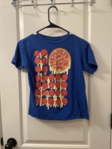 IsaacMorris Boys Short Sleeve T-Shirt Pizza Theme Size M Blue - $19.40