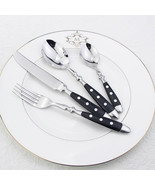4 PCS Elegant Knife Fork Spoon Stainless Steel Cutlery Set Delicate Dinn... - £13.62 GBP
