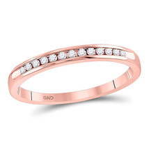 14k Rose Gold Womens Round Diamond Single Row Channel-set Wedding Band 1... - $4,483.67 MXN