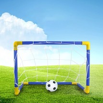 Indoor Mini Folding Soccer Goal Post Net Set + Pump Home Game Portable Kids  For - £85.59 GBP