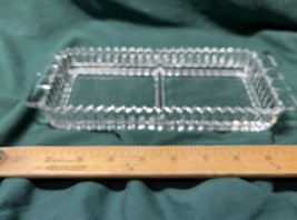 Vintage Clear Glass 3 Section Divided Serving Tray Saw Tooth Edge - £7.98 GBP