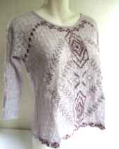 Free People Tribal Pyramid Crochet Lace Embroidery Raglan Sleeve Top Small INDIA - £21.23 GBP