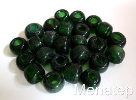 25 5 x 9mm Czech Glass Roller/Crow Beads: Green Emerald - £0.93 GBP