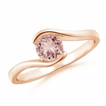 ANGARA Semi Solitaire Round Morganite Bypass Ring for Women in 14K Gold - £417.53 GBP