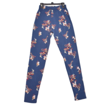 Lildy Womens Blue Floral Stretch Elastic Waist Fleece Pull On Leggings S... - $12.81