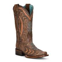 Corral - Women&#39;s Embroidery with Studs Square Toe Western Cowboy Boots - £111.86 GBP