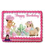 Pink Baby Cowgirl Brown Themed Edible Image Pretty Dresses Birthday Cake... - $319.38 MXN