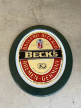 Beck&#39;s Beer Mirror Sign Oval Wood Framed Vintage RARE Bremen Germany  21... - £70.43 GBP