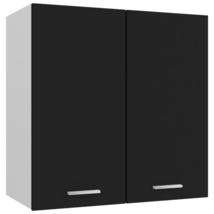 Modern Wooden Black 2 Door Wall Mounted Hanging Kitchen Storage Cabinet Unit - £57.04 GBP