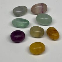 145.3g, 1&quot;-1.3&quot;, 8pcs, Multi Color Fluorite Crystal Tumbled Stones, B28747 - £14.23 GBP