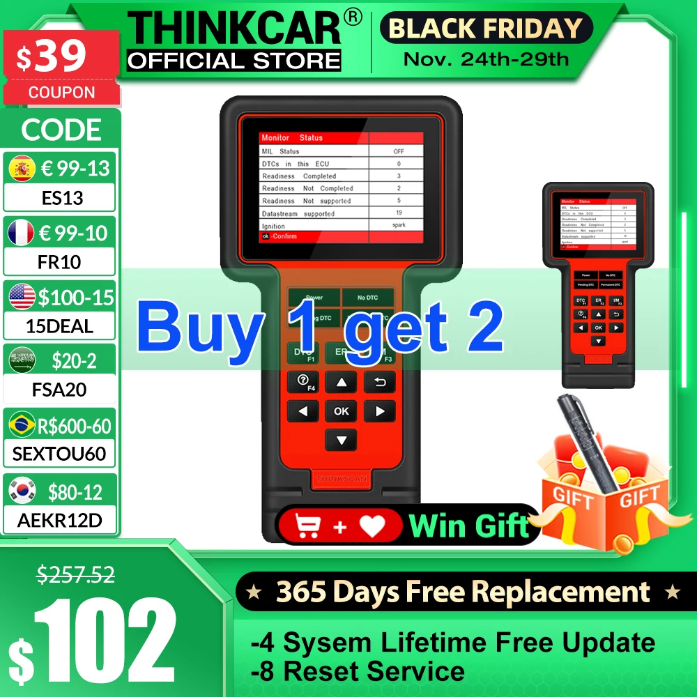 Thinkcar TS609 OBD2 Scanner ECM TCM ABS SRS System Diagnostic tool with Oil ke T - £181.56 GBP