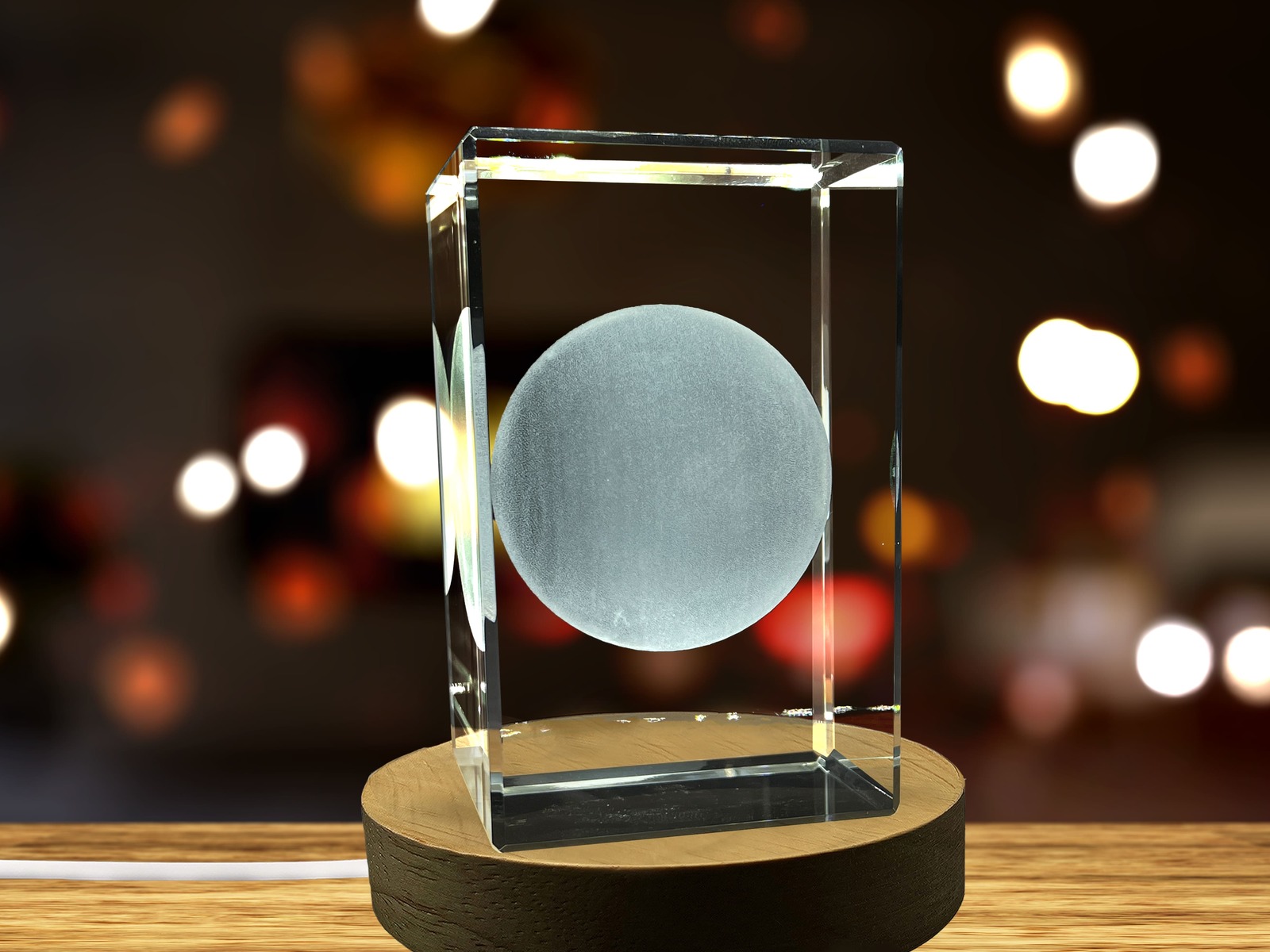 LED Base included | Neptune 3D Engraved Crystal Novelty Decor
