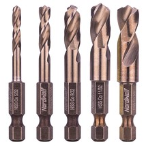 5-Piece M35 Cobalt Stubby Drill Bit Set for Stainless Steel &amp; Hard Metal... - £21.93 GBP