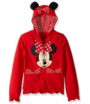 Disney FREEZE Little Girls&#39; Minnie Polka Dot Bow Toddler Hoodie, Red, 4T NEW - £18.31 GBP