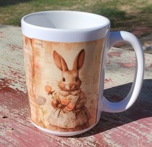 Vintage Victorian Rabbits  Bunnies 15 Ounce Ceramic Coffee Mug - £18.68 GBP