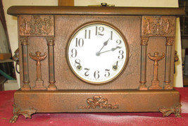 Antique Sessions Mantel Clock Eight Day Half Hour Strike Cathedral Gong - £143.02 GBP