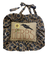 Handmade Cross Stitch Decorative Pillow Herbs/Blackbird/Sunflowers - $7.59