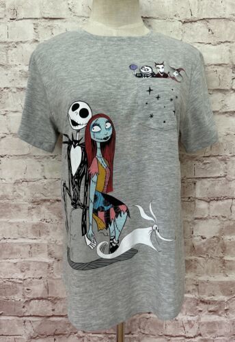 Primary image for Nightmare Before Christmas T Shirt Women Jrs XXL (19) Jack Sally Pocket Gray NEW