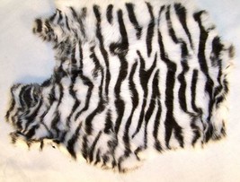 2 Zebra Design Genuine Rabbit Skin Tan Hide Fur Pelt Craft Skins Bunny Animal - £15.10 GBP