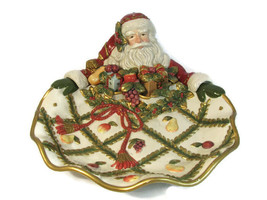 Fitz &amp; Floyd Renaissance Classics Holiday Santa Canape Candy Dish Tray Large - £49.44 GBP