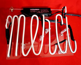 Brand New &#39;Merci&#39; Art Window Display Real Neon Light Sign 13&quot;x5&quot; [High Quality] - £55.49 GBP