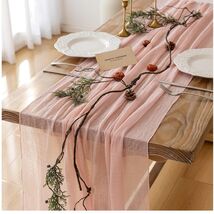 Rustic Pink Cheesecloth Table Runner with Jute Rope - Perfect for Bridal... - $15.79